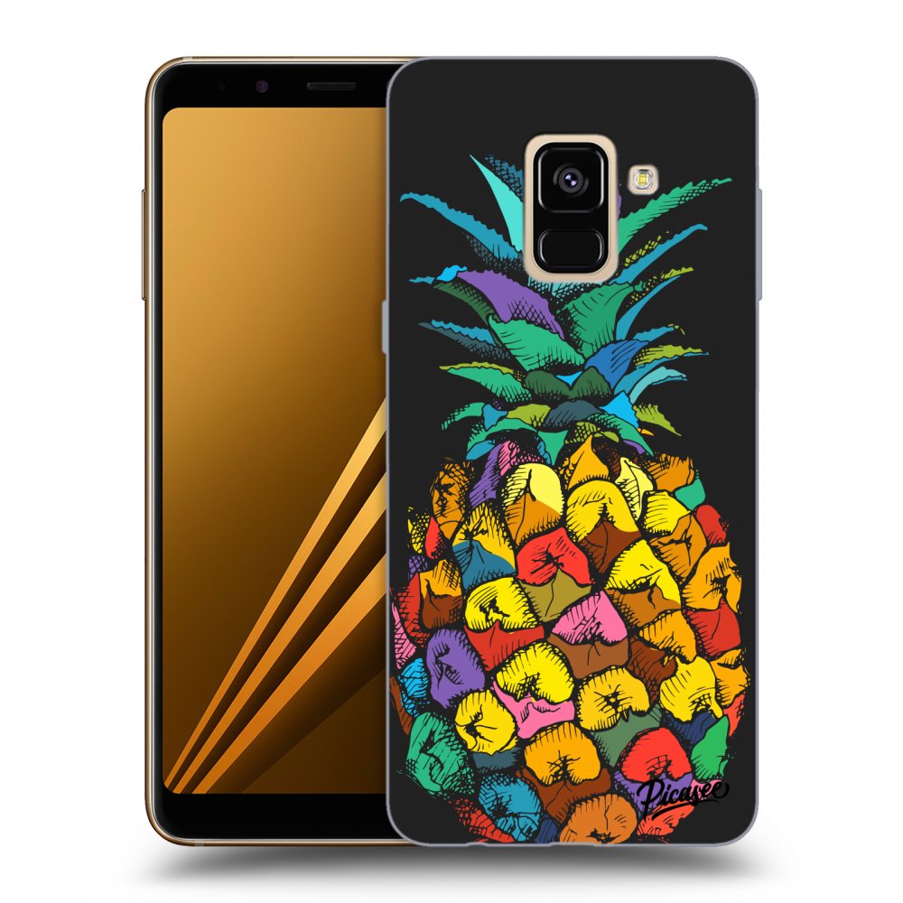 Picasee silikónový čierny obal pre Samsung Galaxy A8 2018 A530F - Pineapple