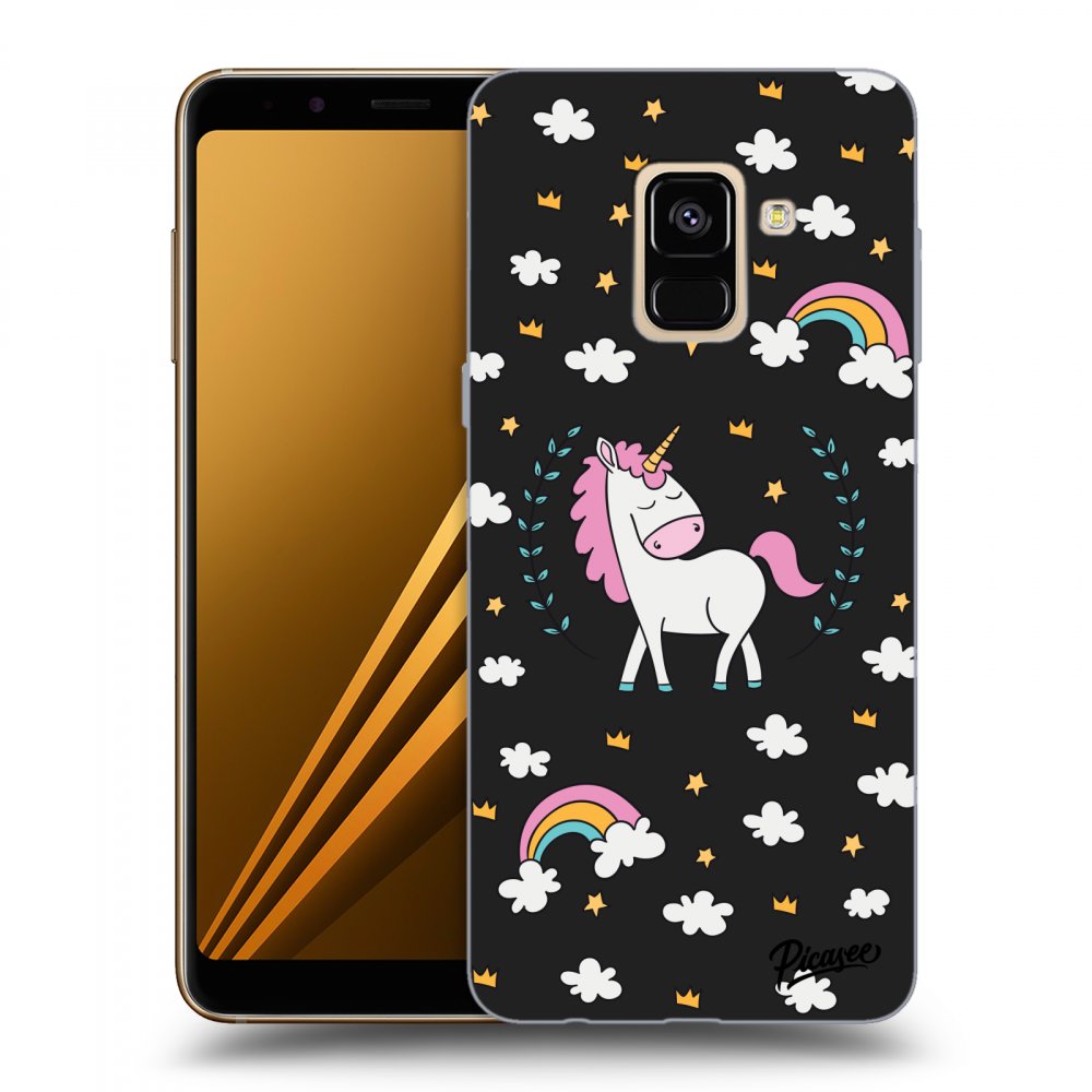 Picasee silikónový čierny obal pre Samsung Galaxy A8 2018 A530F - Unicorn star heaven