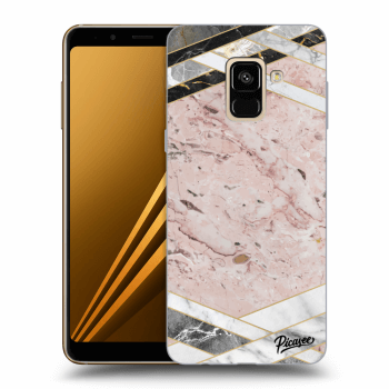 Picasee silikónový čierny obal pre Samsung Galaxy A8 2018 A530F - Pink geometry