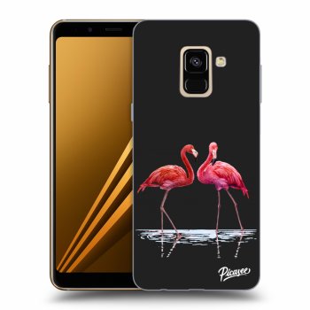 Picasee silikónový čierny obal pre Samsung Galaxy A8 2018 A530F - Flamingos couple