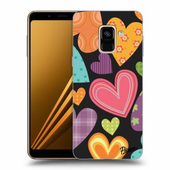 Picasee silikónový čierny obal pre Samsung Galaxy A8 2018 A530F - Colored heart