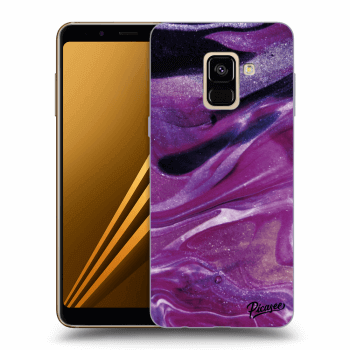 Picasee silikónový čierny obal pre Samsung Galaxy A8 2018 A530F - Purple glitter