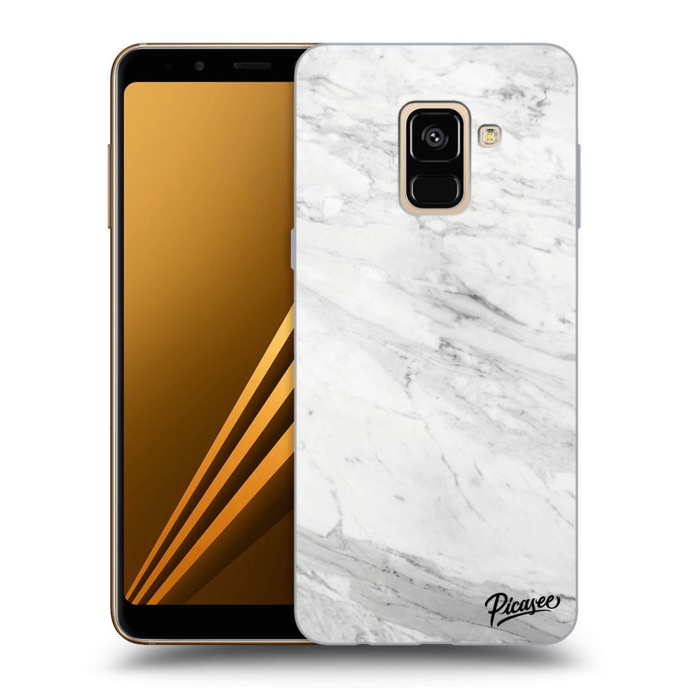 Picasee silikónový čierny obal pre Samsung Galaxy A8 2018 A530F - White marble