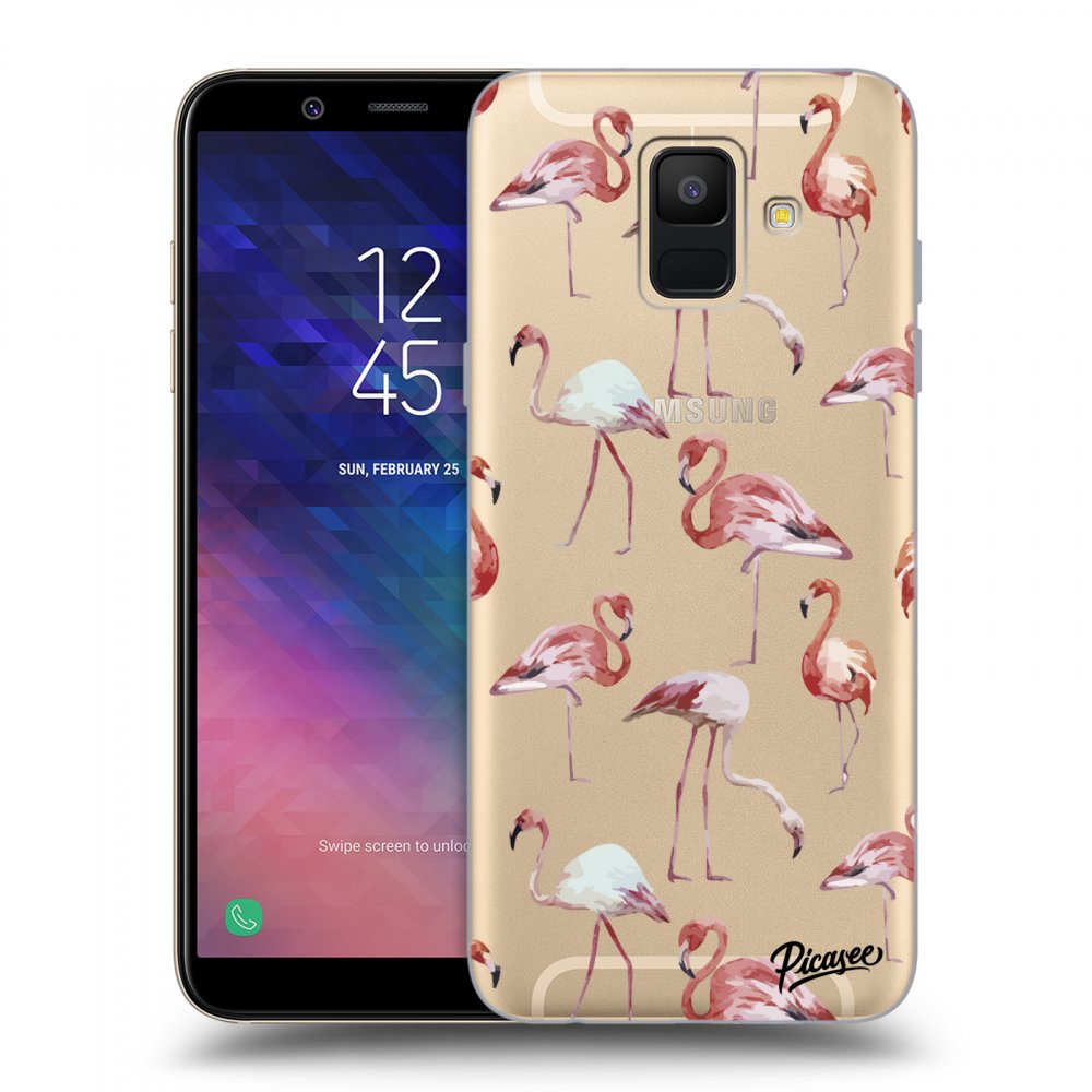 Picasee silikónový prehľadný obal pre Samsung Galaxy A6 A600F - Flamingos