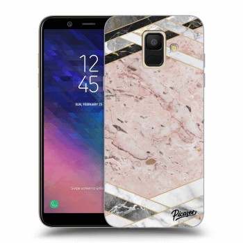 Picasee silikónový prehľadný obal pre Samsung Galaxy A6 A600F - Pink geometry