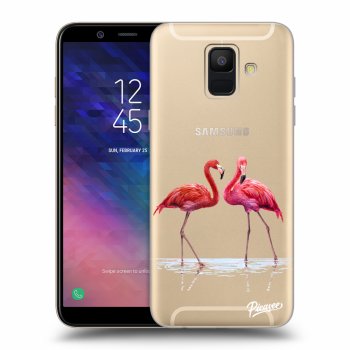 Picasee silikónový prehľadný obal pre Samsung Galaxy A6 A600F - Flamingos couple