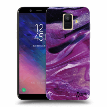 Picasee silikónový prehľadný obal pre Samsung Galaxy A6 A600F - Purple glitter