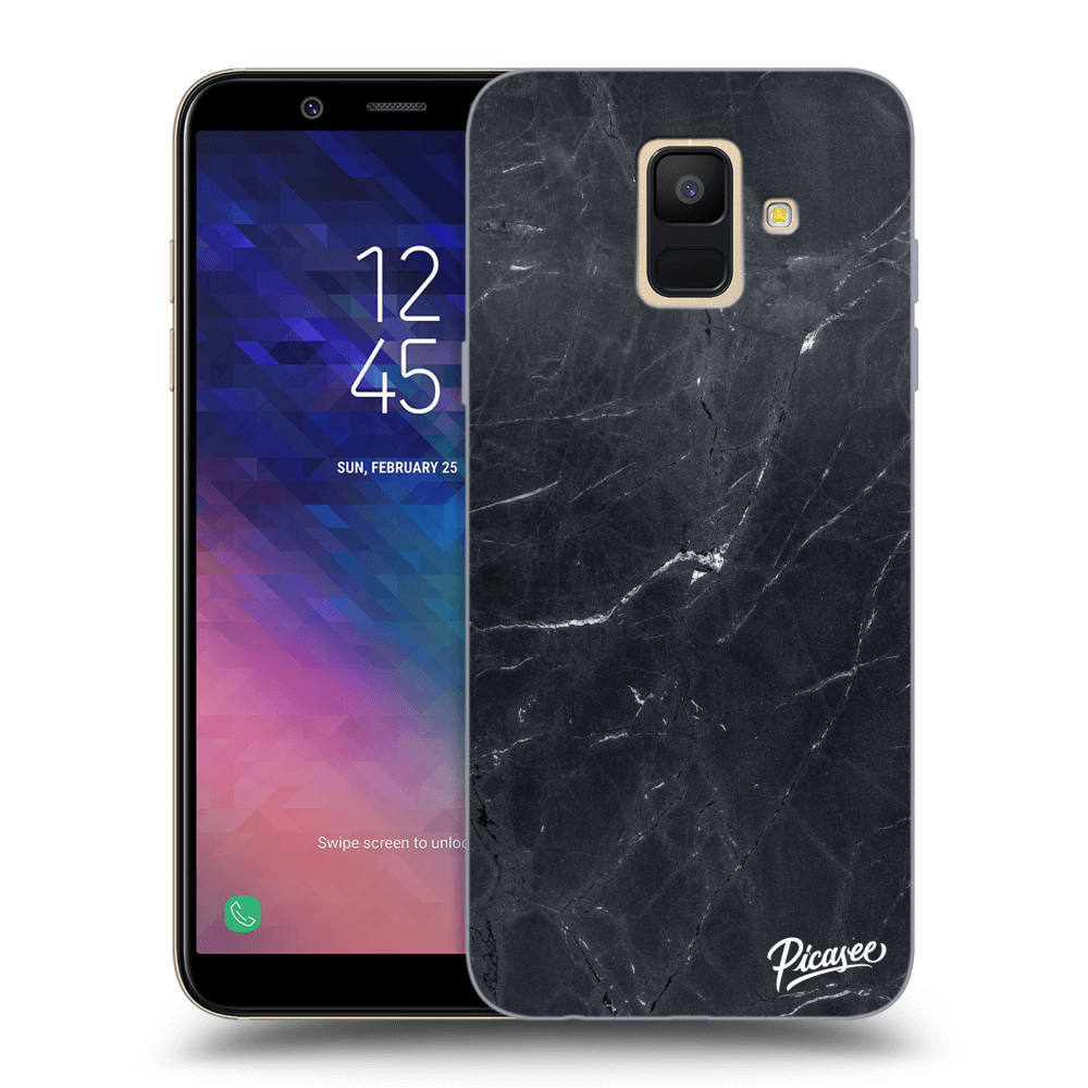 Picasee silikónový prehľadný obal pre Samsung Galaxy A6 A600F - Black marble