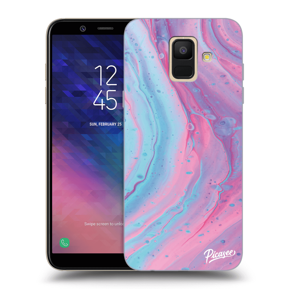 Picasee silikónový prehľadný obal pre Samsung Galaxy A6 A600F - Pink liquid