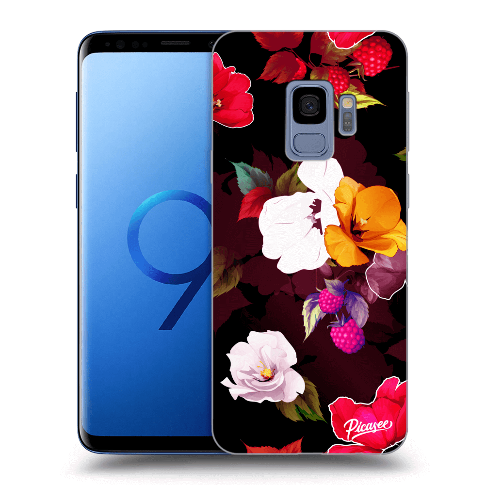 Picasee silikónový čierny obal pre Samsung Galaxy S9 G960F - Flowers and Berries