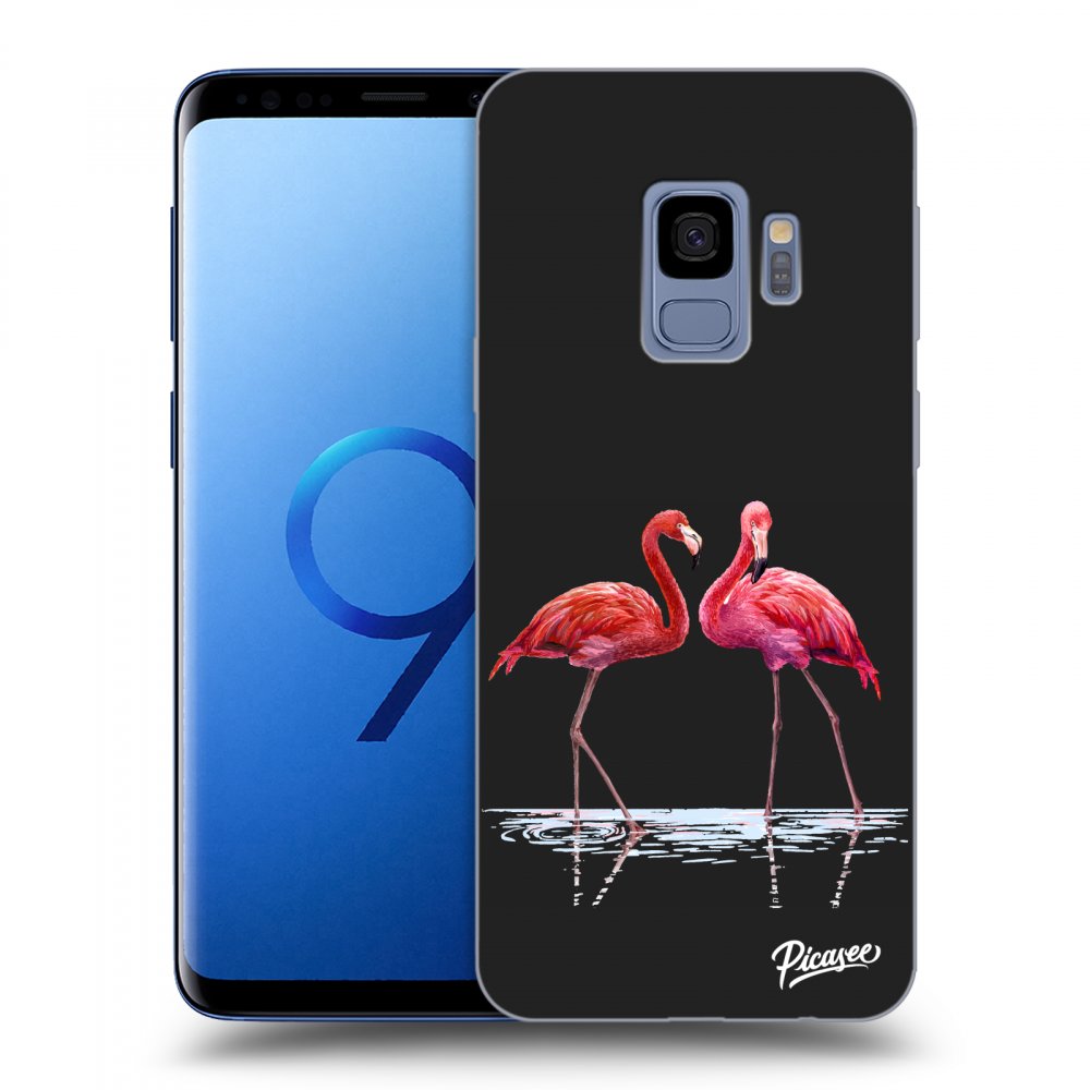 Picasee silikónový čierny obal pre Samsung Galaxy S9 G960F - Flamingos couple