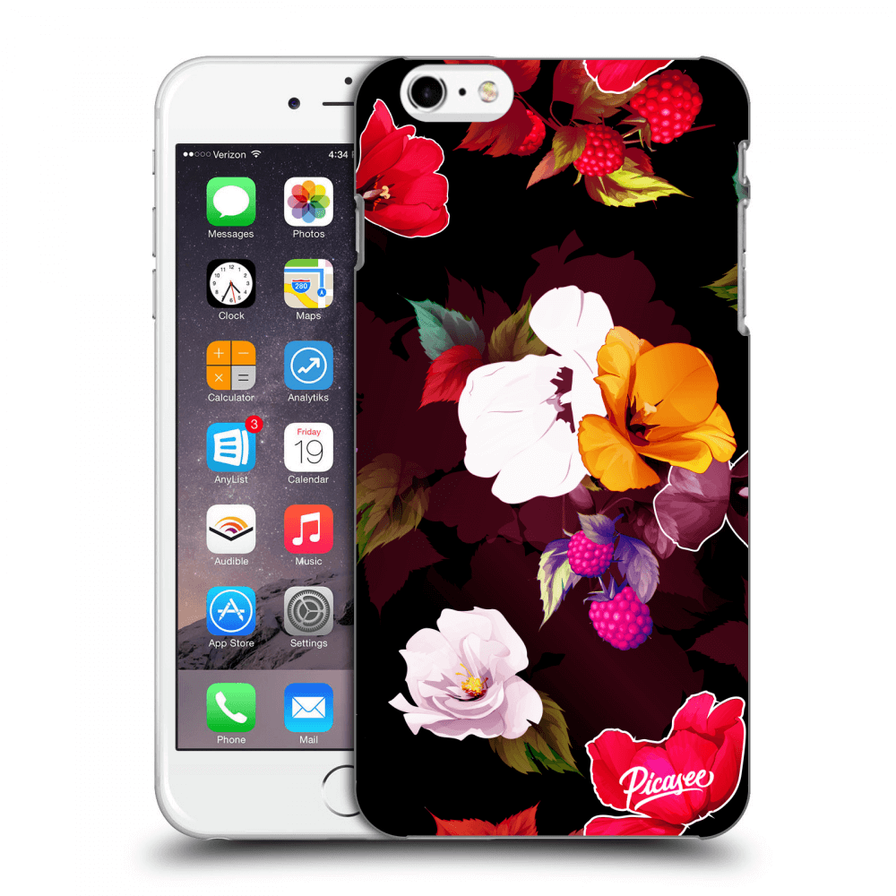Picasee silikónový čierny obal pre Apple iPhone 6 Plus/6S Plus - Flowers and Berries