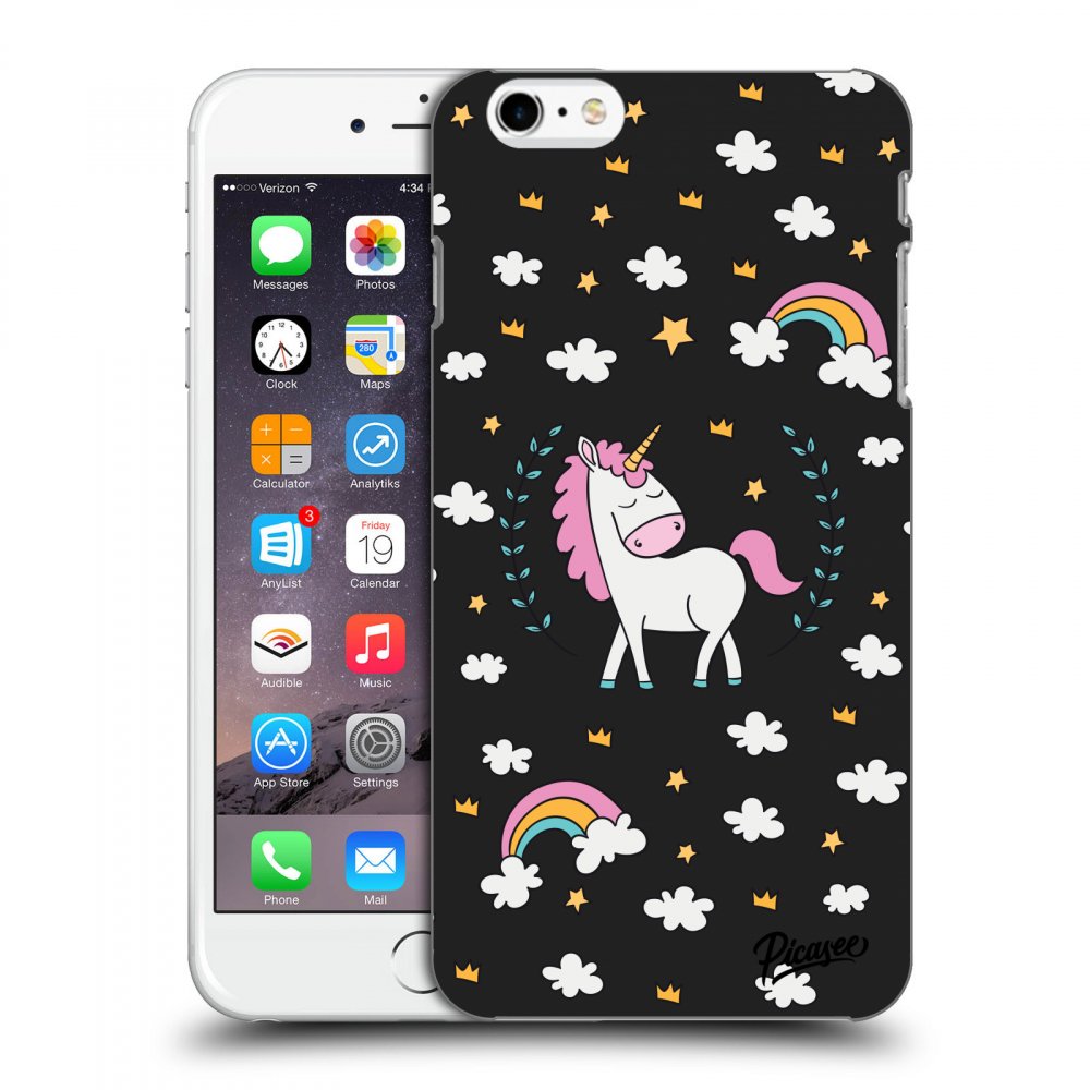 Picasee silikónový čierny obal pre Apple iPhone 6 Plus/6S Plus - Unicorn star heaven