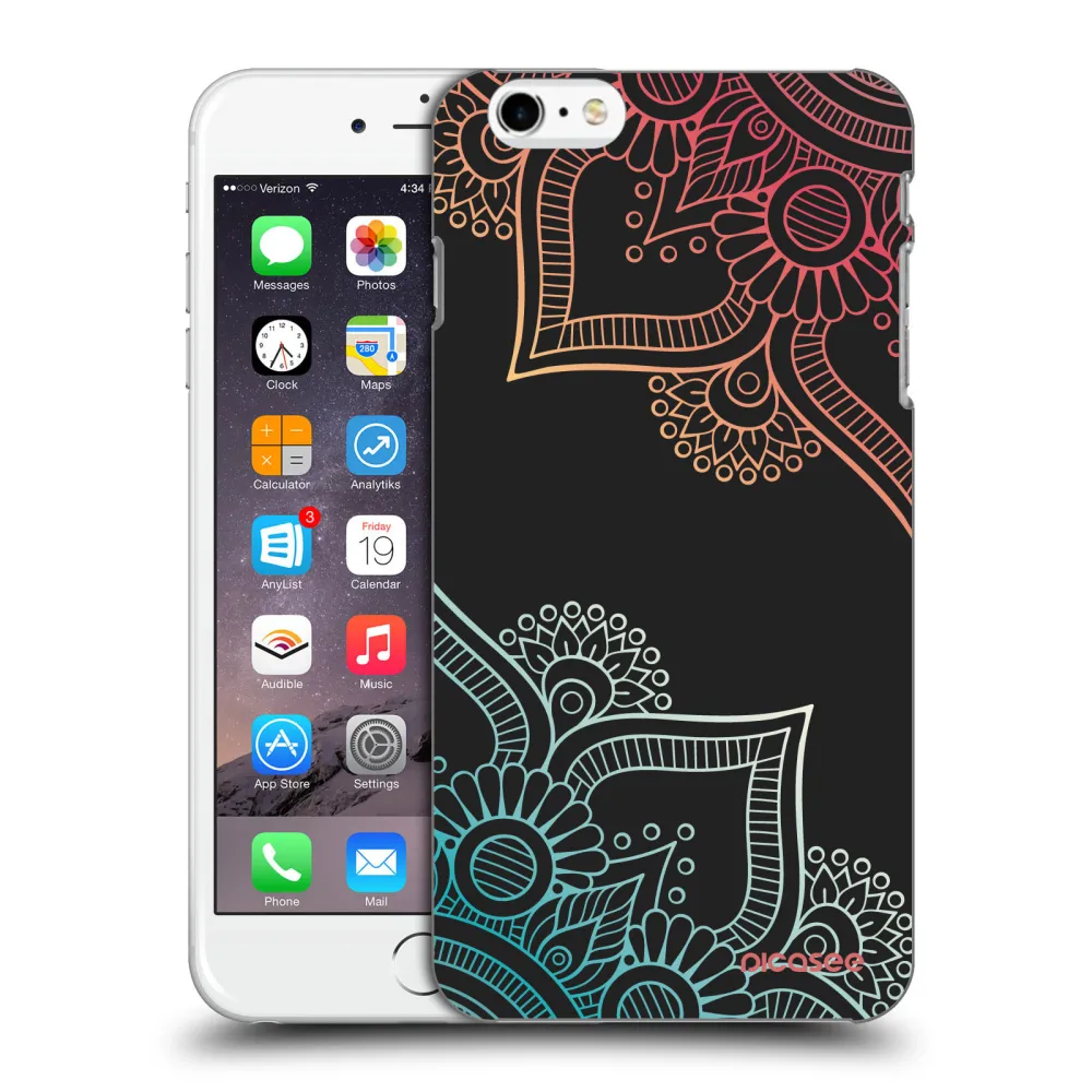 Picasee silikónový čierny obal pre Apple iPhone 6 Plus/6S Plus - Kvetinový vzor
