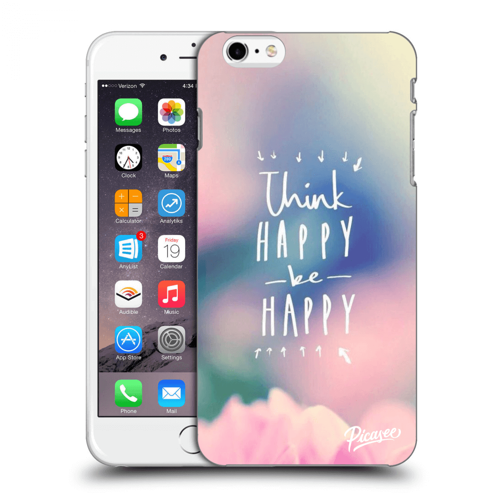 Picasee silikónový čierny obal pre Apple iPhone 6 Plus/6S Plus - Think happy be happy