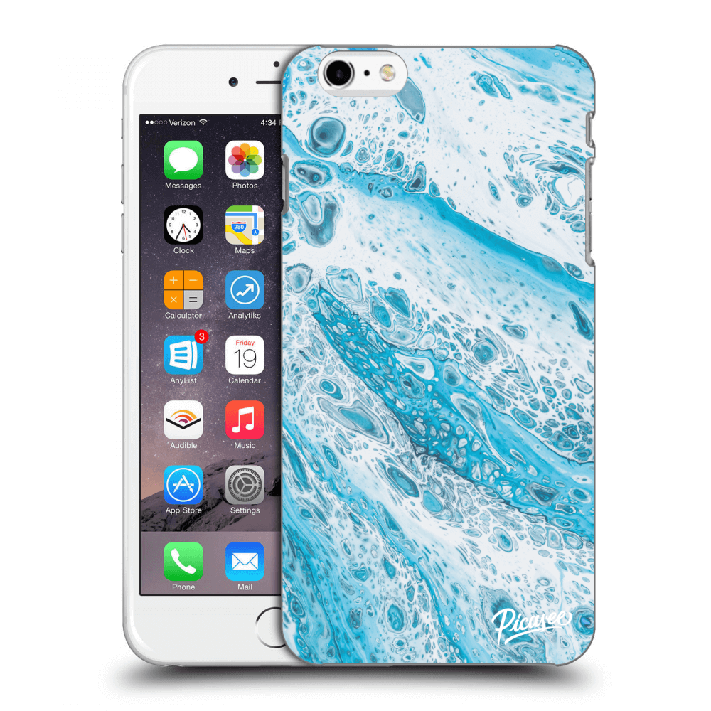 Picasee silikónový čierny obal pre Apple iPhone 6 Plus/6S Plus - Blue liquid