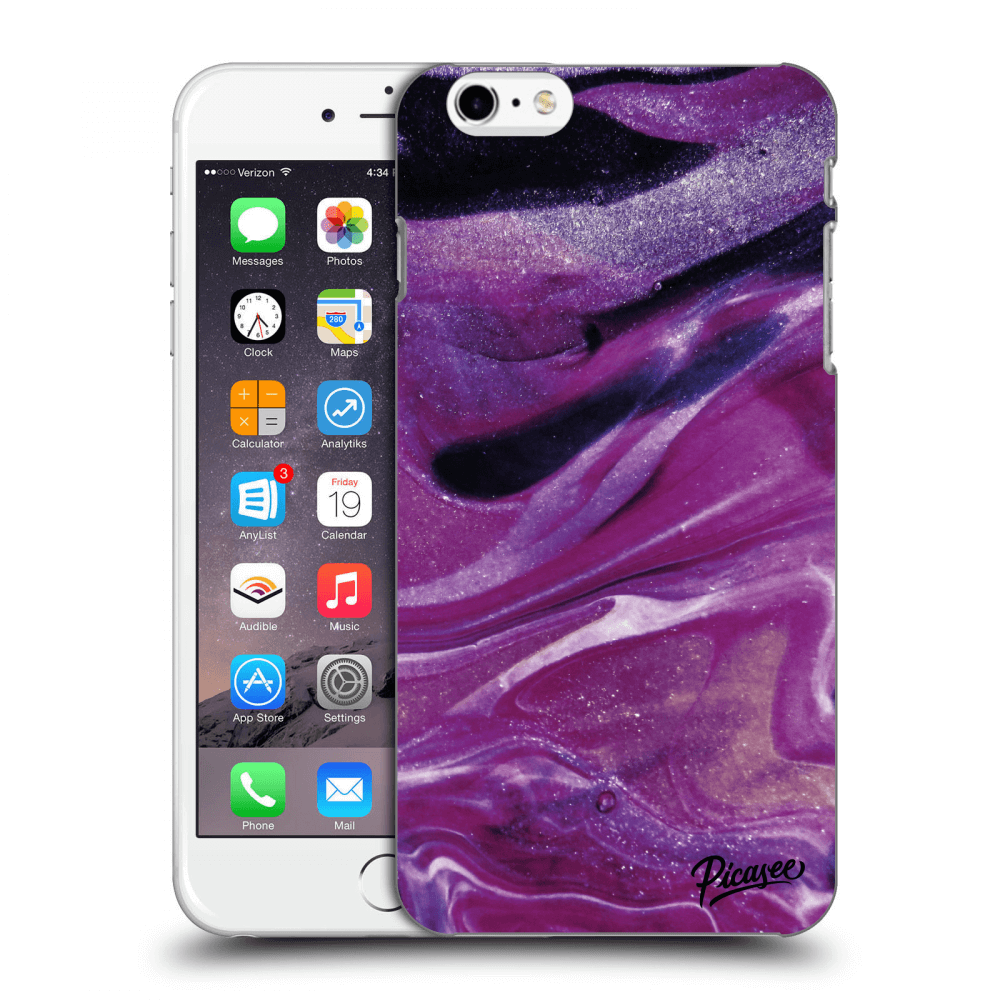 Picasee silikónový čierny obal pre Apple iPhone 6 Plus/6S Plus - Purple glitter