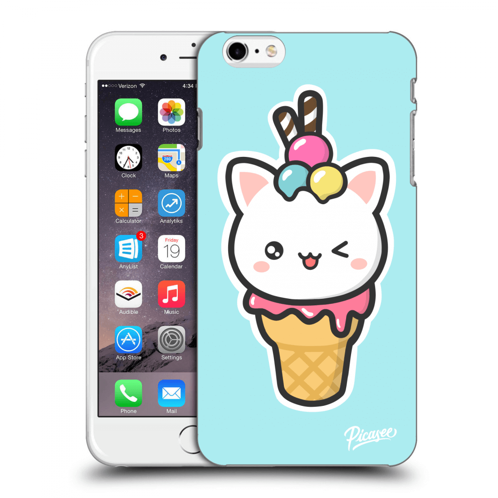 Picasee silikónový prehľadný obal pre Apple iPhone 6 Plus/6S Plus - Ice Cream Cat