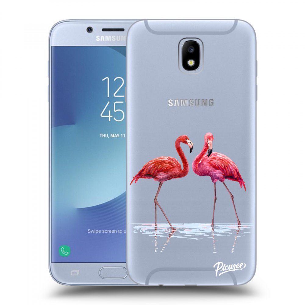 Picasee silikónový prehľadný obal pre Samsung Galaxy J7 2017 J730F - Flamingos couple