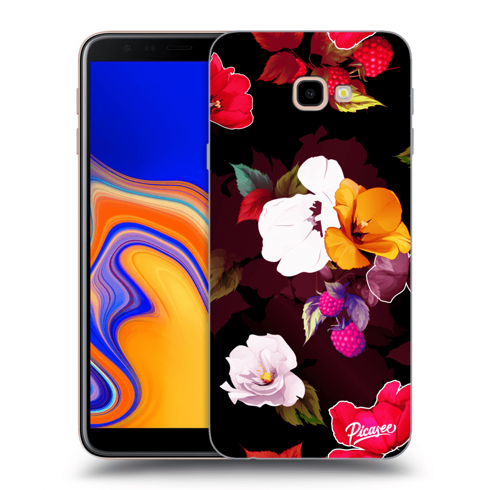 Picasee silikónový prehľadný obal pre Samsung Galaxy J4+ J415F - Flowers and Berries