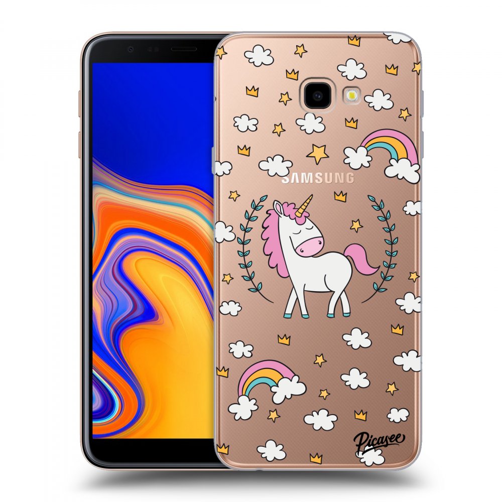 Picasee silikónový prehľadný obal pre Samsung Galaxy J4+ J415F - Unicorn star heaven
