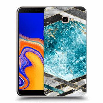 Picasee silikónový prehľadný obal pre Samsung Galaxy J4+ J415F - Blue geometry
