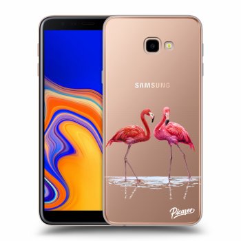 Picasee silikónový prehľadný obal pre Samsung Galaxy J4+ J415F - Flamingos couple