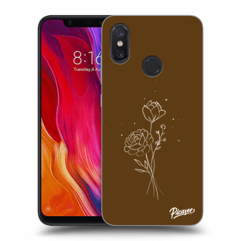 Picasee silikónový čierny obal pre Xiaomi Mi 8 - Brown flowers