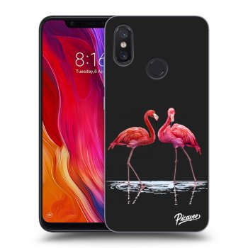 Picasee silikónový čierny obal pre Xiaomi Mi 8 - Flamingos couple