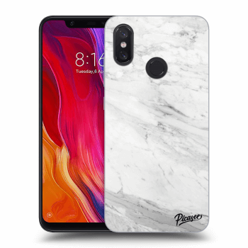 Picasee silikónový čierny obal pre Xiaomi Mi 8 - White marble
