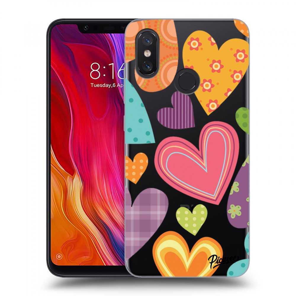 Picasee silikónový prehľadný obal pre Xiaomi Mi 8 - Colored heart