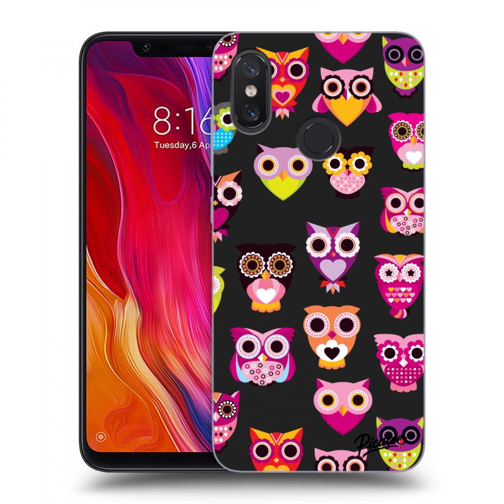 Picasee silikónový čierny obal pre Xiaomi Mi 8 - Owls