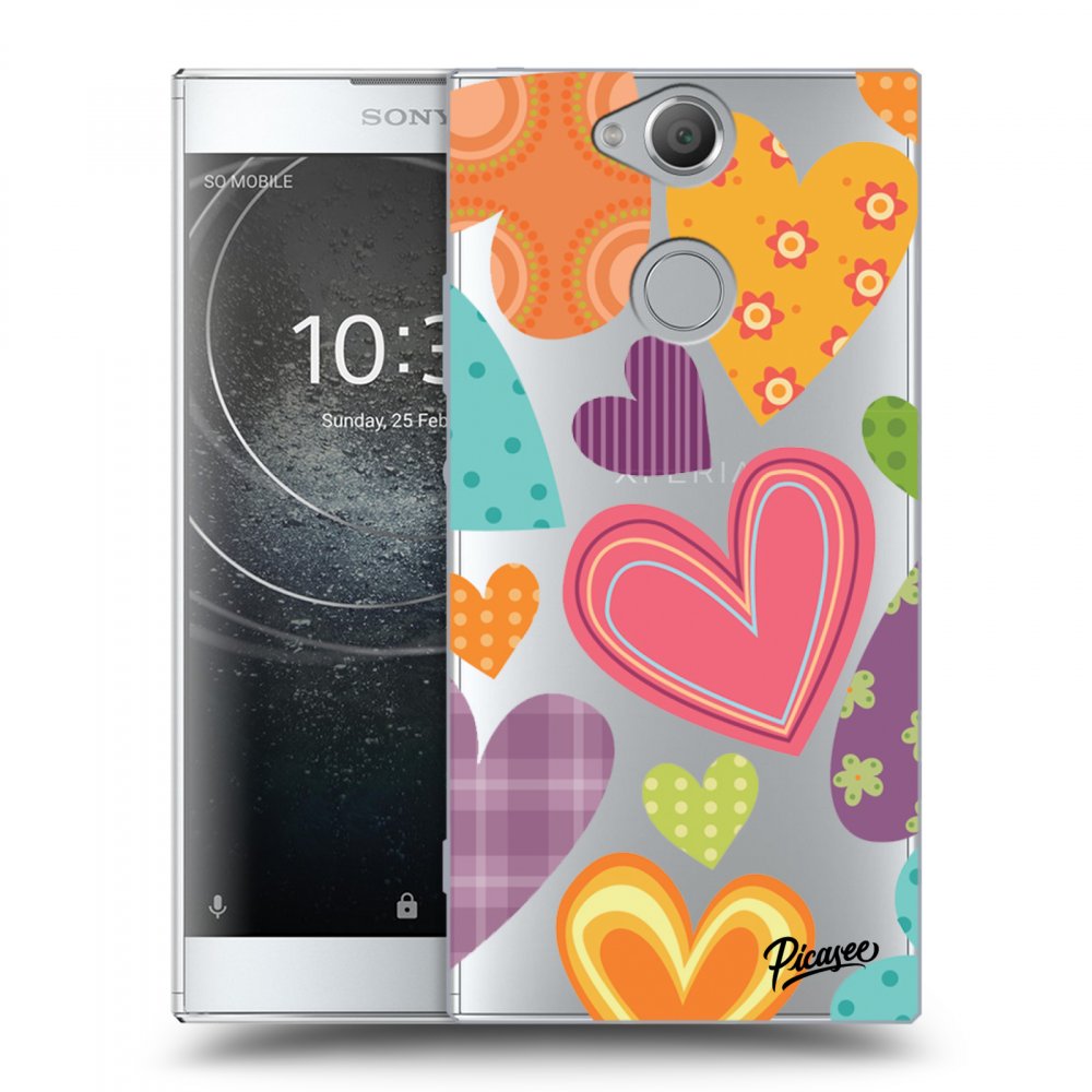 Picasee silikónový prehľadný obal pre Sony Xperia XA2 - Colored heart