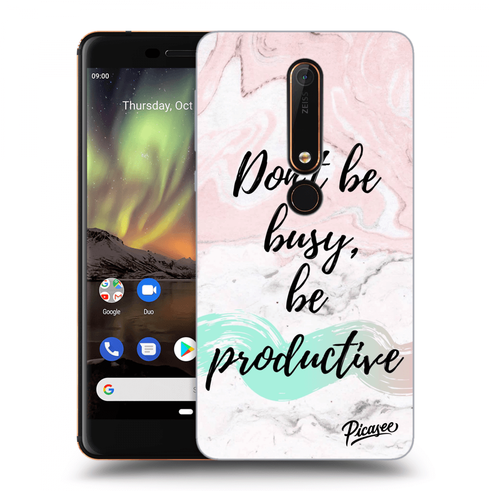 Picasee silikónový prehľadný obal pre Nokia 6.1 - Don't be busy, be productive