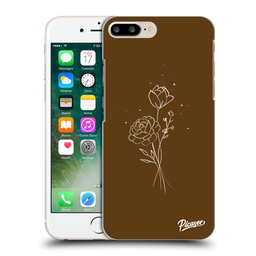 Picasee silikónový prehľadný obal pre Apple iPhone 7 Plus - Brown flowers