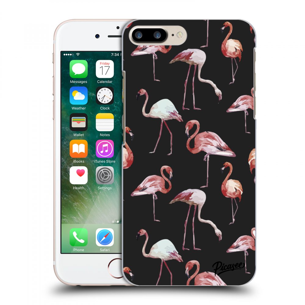 Picasee silikónový čierny obal pre Apple iPhone 7 Plus - Flamingos