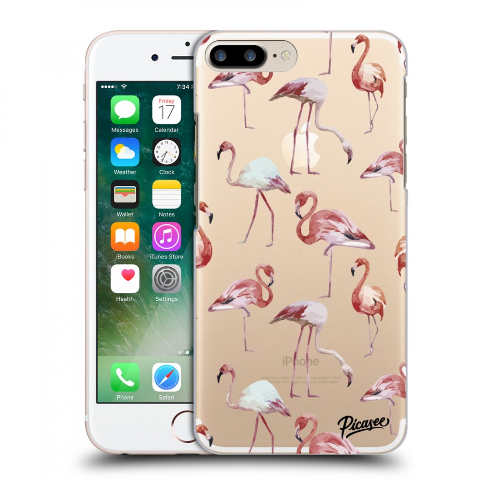 Picasee silikónový prehľadný obal pre Apple iPhone 7 Plus - Flamingos