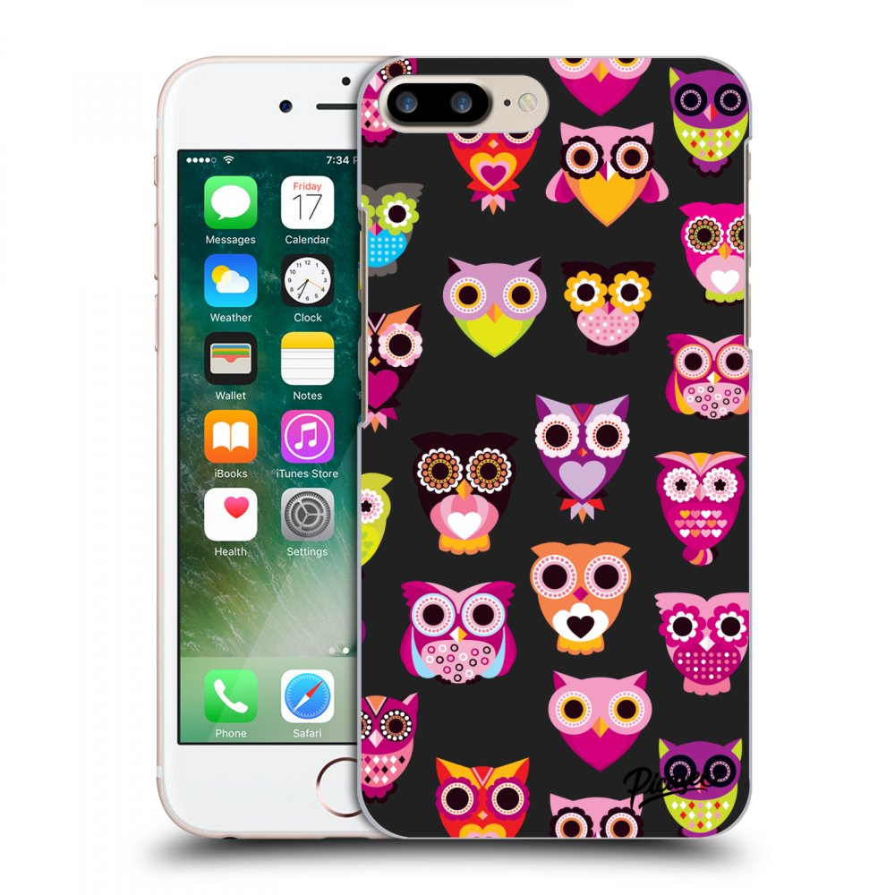 Picasee silikónový čierny obal pre Apple iPhone 7 Plus - Owls