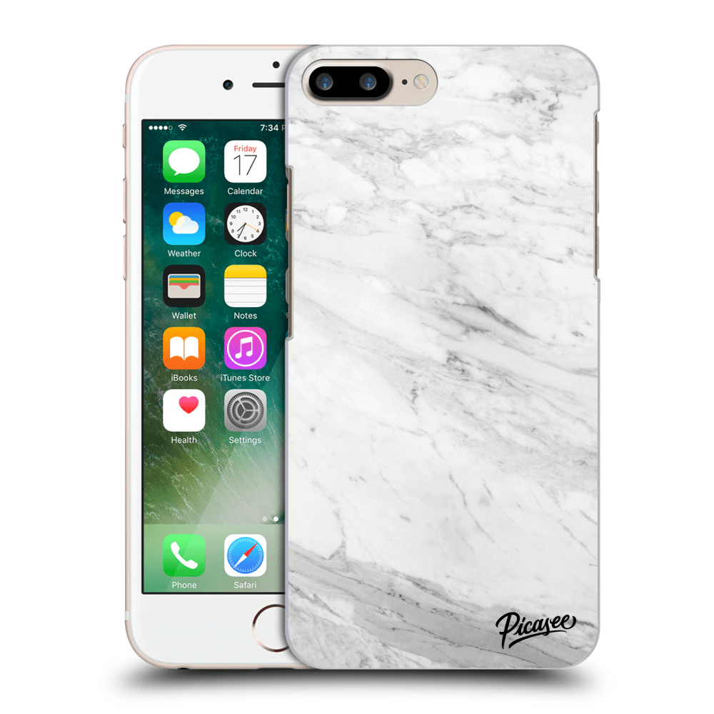 Picasee silikónový čierny obal pre Apple iPhone 7 Plus - White marble