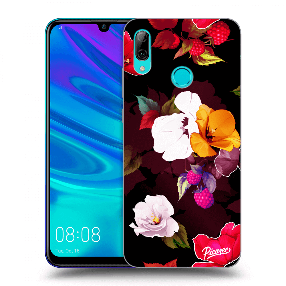 Picasee silikónový čierny obal pre Huawei P Smart 2019 - Flowers and Berries