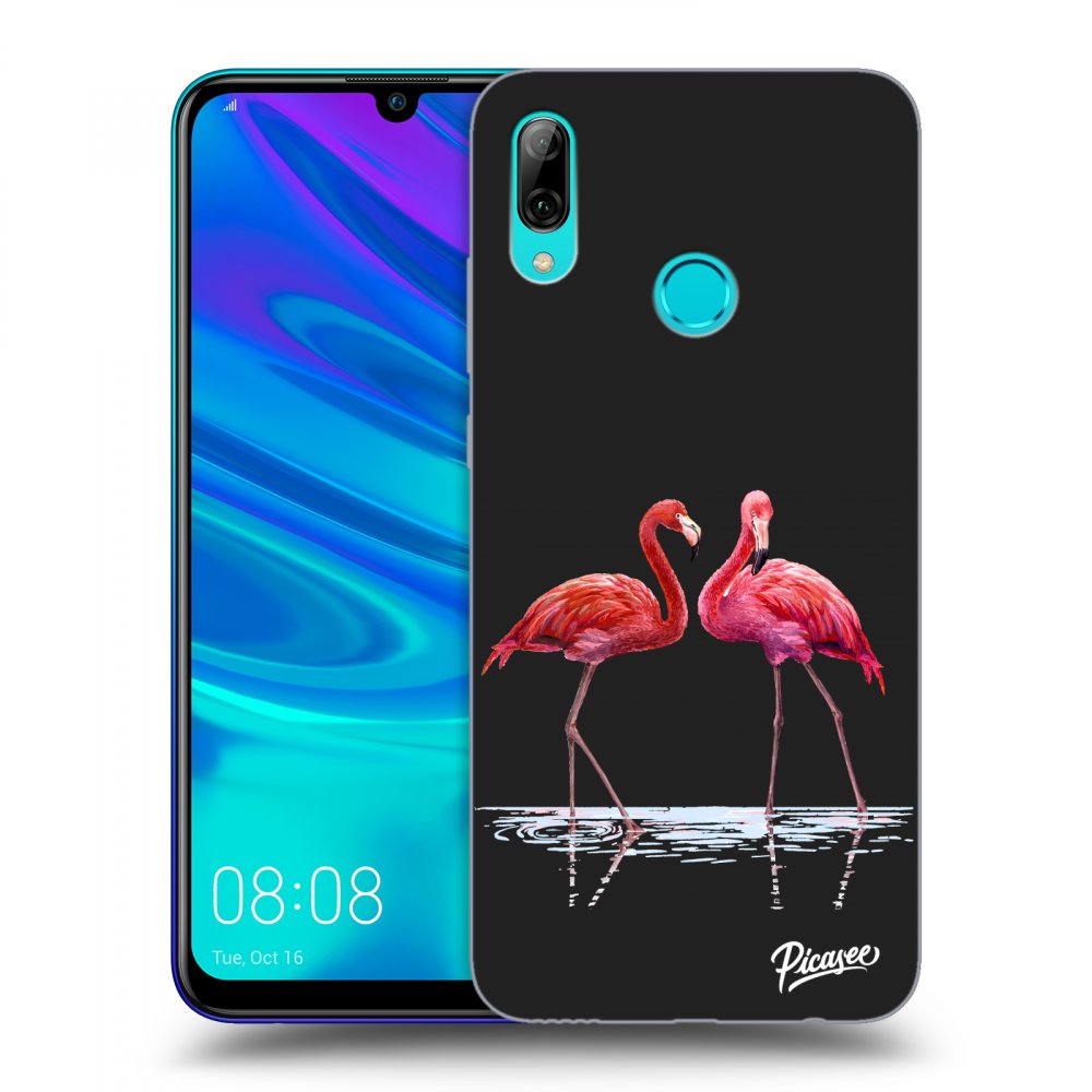 Picasee silikónový čierny obal pre Huawei P Smart 2019 - Flamingos couple