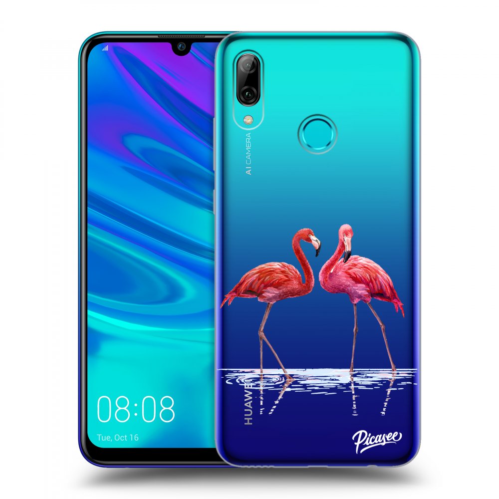 Picasee silikónový prehľadný obal pre Huawei P Smart 2019 - Flamingos couple