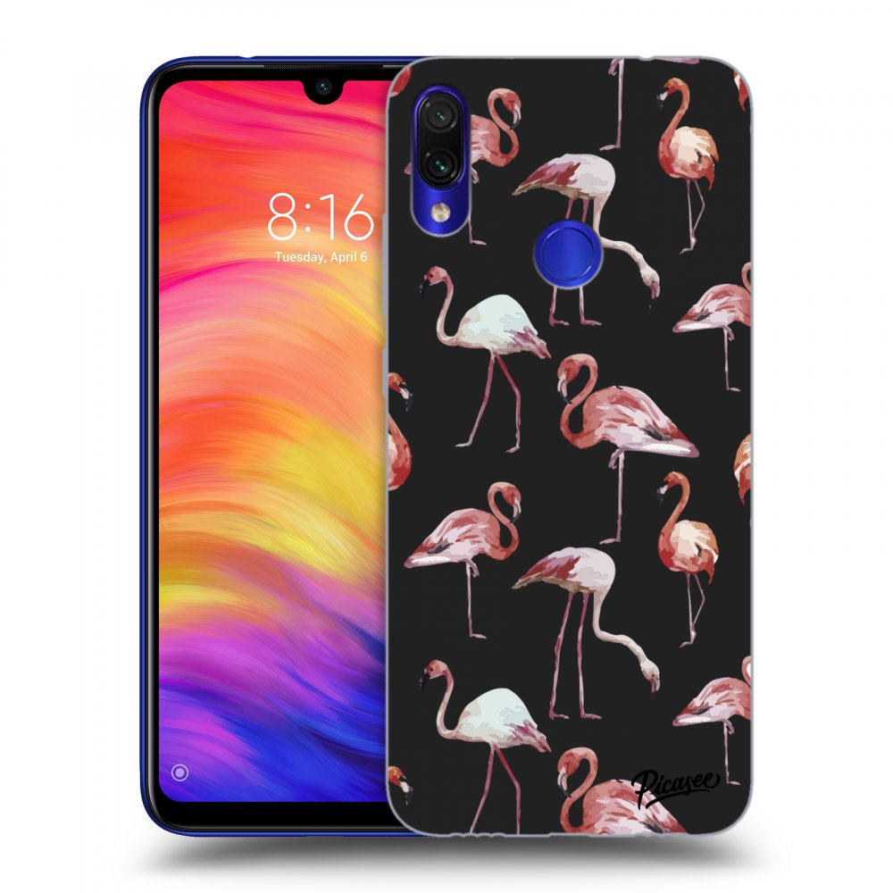Picasee silikónový čierny obal pre Xiaomi Redmi Note 7 - Flamingos