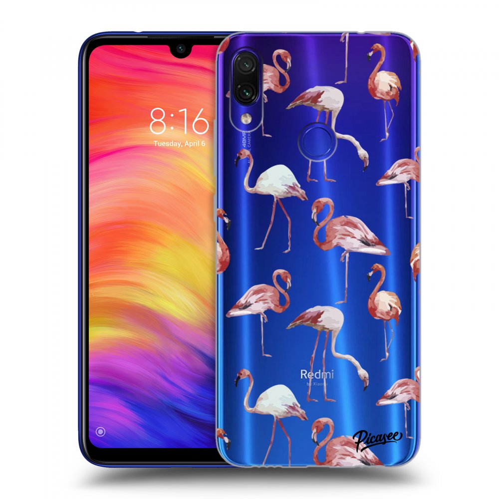 Picasee silikónový prehľadný obal pre Xiaomi Redmi Note 7 - Flamingos