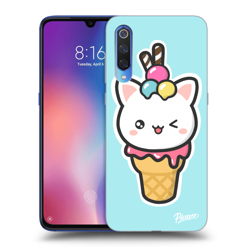 Picasee silikónový prehľadný obal pre Xiaomi Mi 9 - Ice Cream Cat