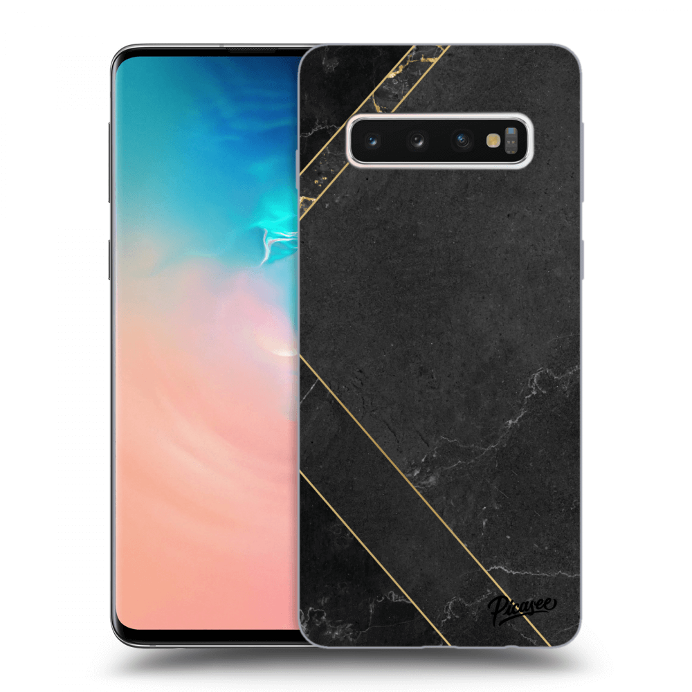 Picasee silikónový čierny obal pre Samsung Galaxy S10 G973 - Black tile