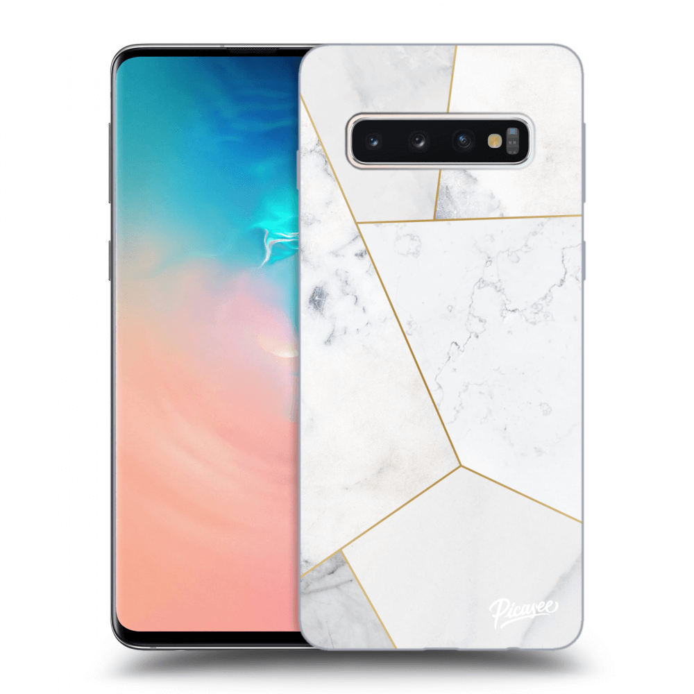 Picasee silikónový čierny obal pre Samsung Galaxy S10 G973 - White tile