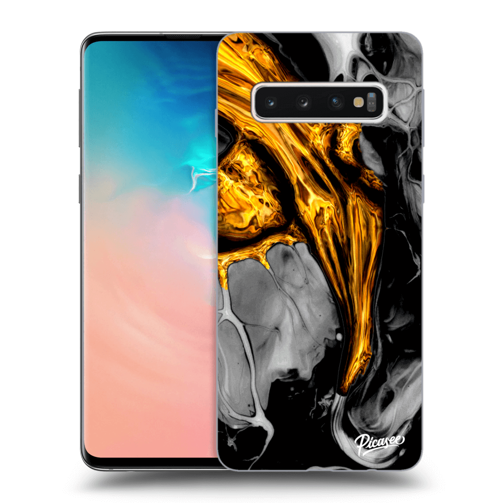 Picasee silikónový čierny obal pre Samsung Galaxy S10 G973 - Black Gold