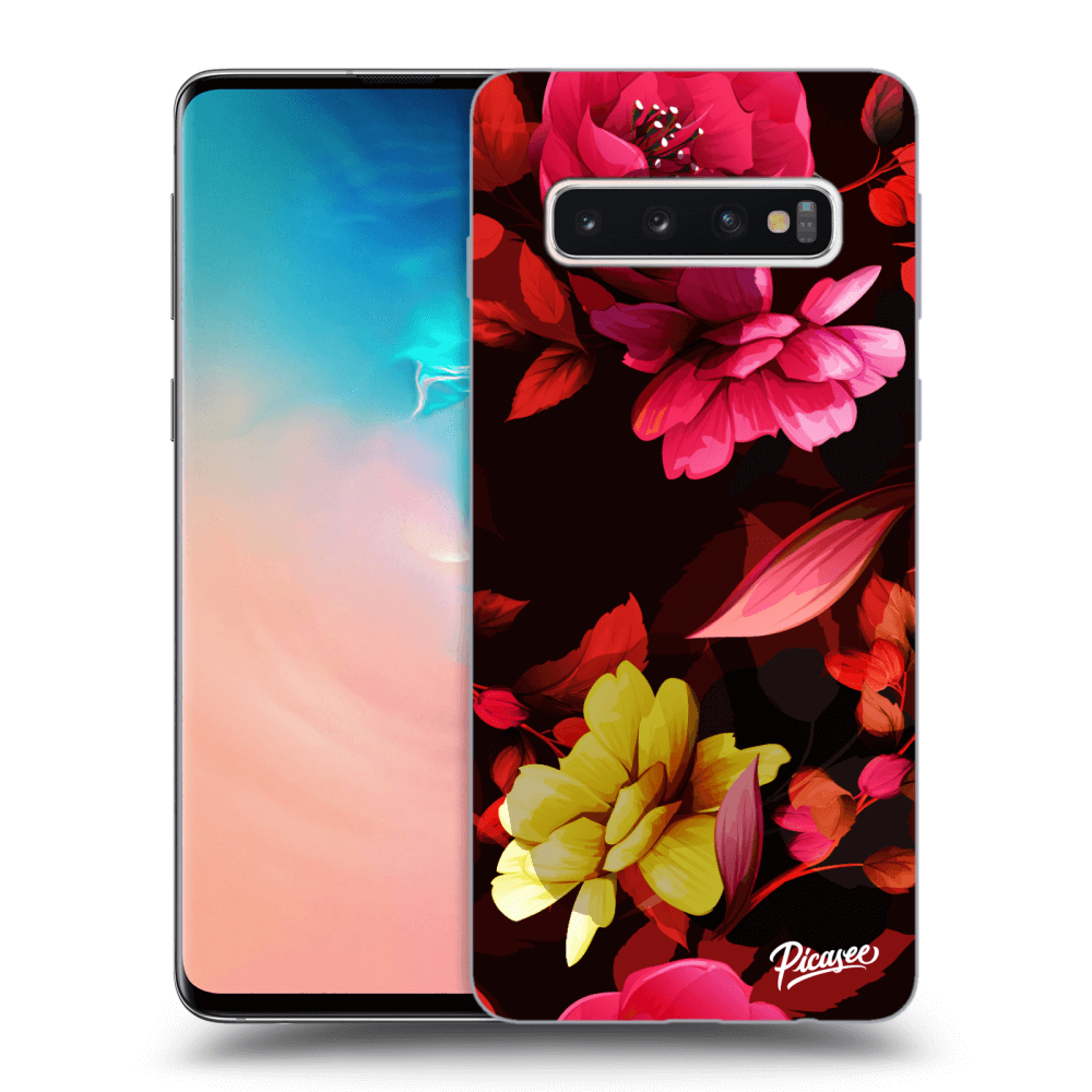 Picasee silikónový čierny obal pre Samsung Galaxy S10 G973 - Dark Peonny