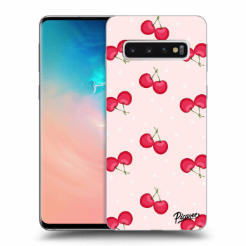 Picasee silikónový prehľadný obal pre Samsung Galaxy S10 G973 - Cherries